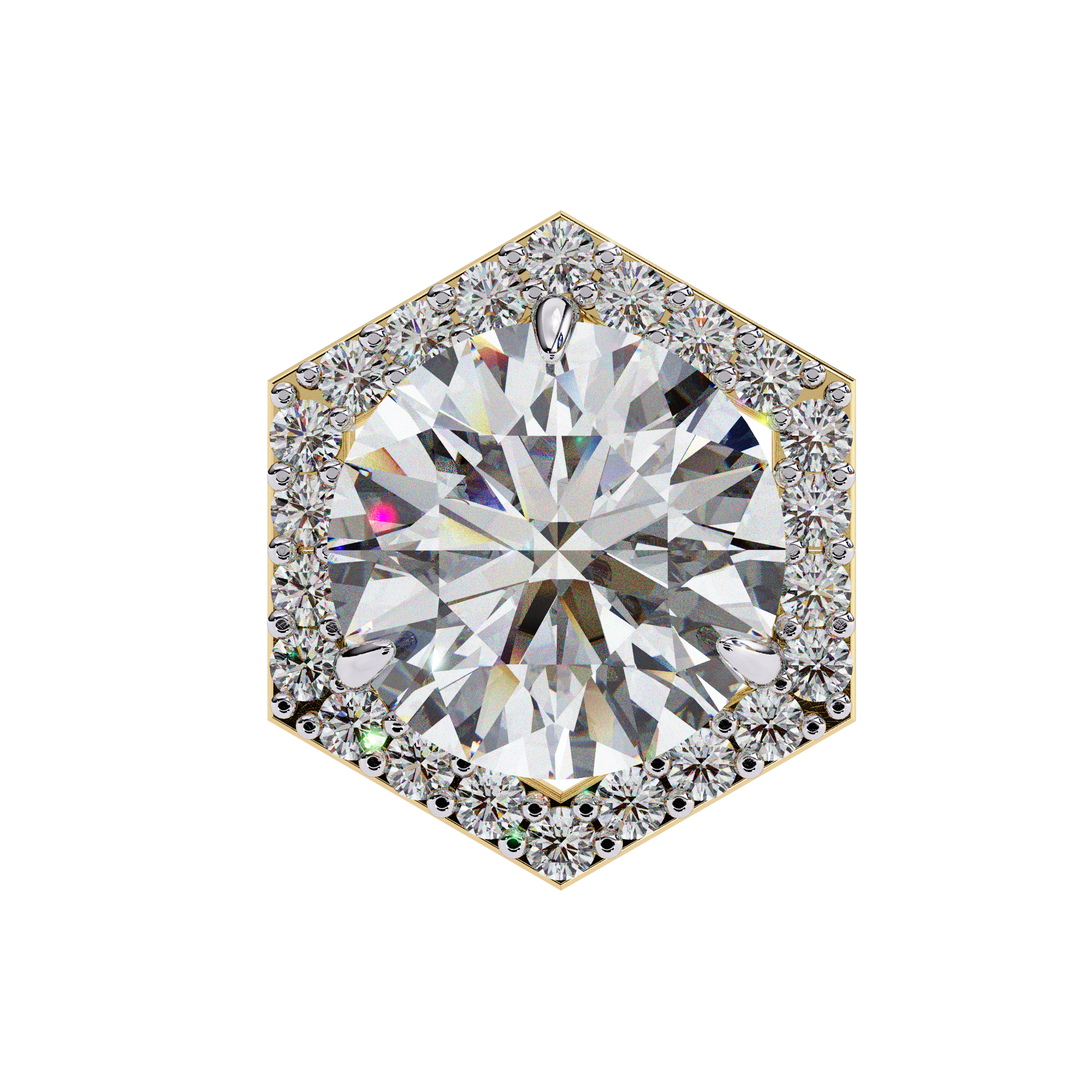 Solitairekart 2.1ct Hexagonal Halo Natural Diamond Stud Earrings-H Color, VS1 Clarity3